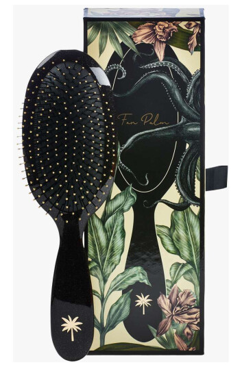 Fan Palm Octopus Black w/Glitter Medium Hair Brush