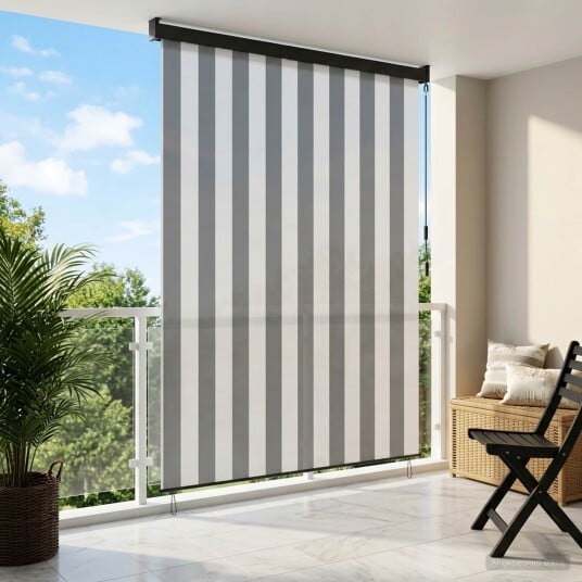 vidaXL Rullegardin Antrasitt og Hvit 80 x 250 cm Stoff og Aluminium