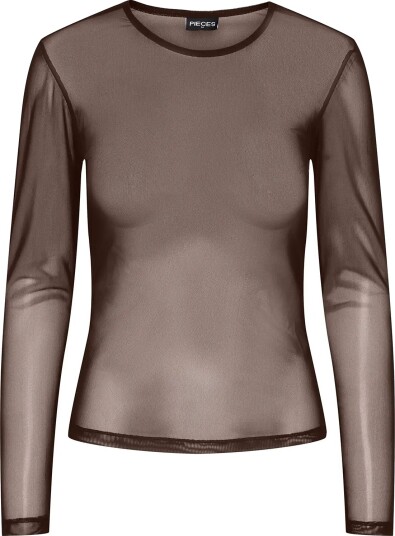 Pieces Pcninni Ls Mesh Top Jrs Noos Bc Brown XL
