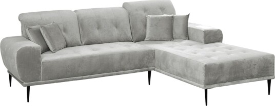 Rapale 3 seters Sofa med Divan Høyre med Puter Fløyel/Lysegrå Rapale 3 seters Sofa med Divan Høyre med Puter Fløyel/Lysegrå