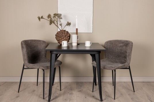 Venture Home Tempe Matgruppe 80 cm Rektangulær med 2 Modesto stoler Sort