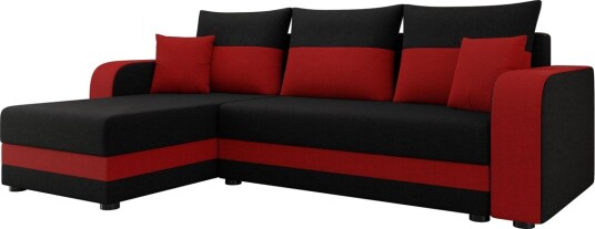 Hewlet Sofa med Divan 3 seter   Svart/Rød