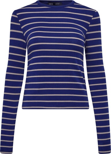 Mango Long Sleeved Striped T Shirt Blue XL