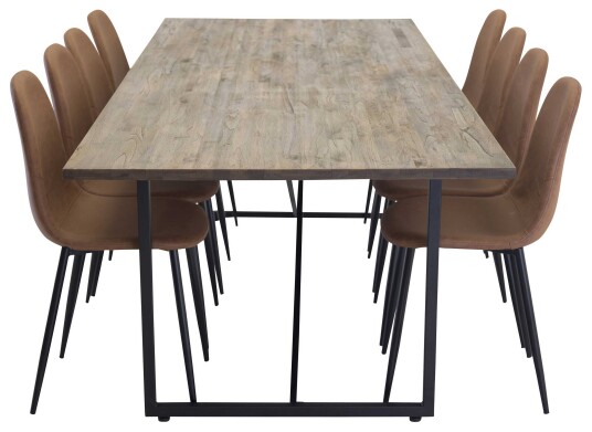 Venture Design Padang & Polar spisegruppe Natur/brun 8 st stoler & bord 250 x 100 cm