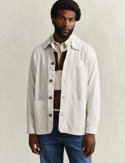 GANT Reg Cotton / Linen Overshirt Cream S