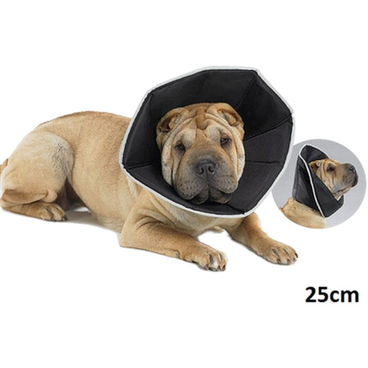 The Comfy Cone Pet Recovery Collar Black Large, 25 cm, svart