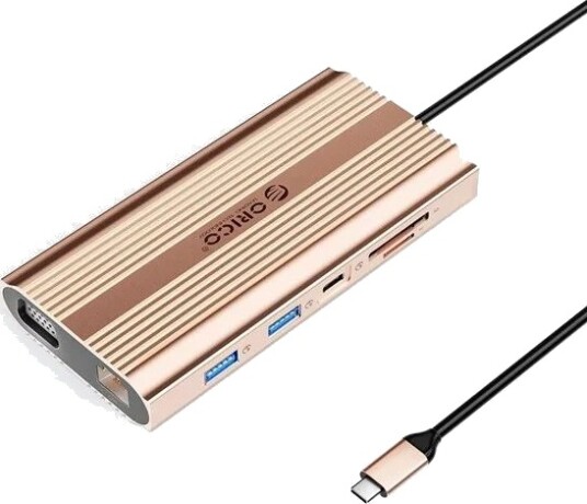 ORICO XDR-X22 12-i-1 USB-C HDMI 4K VGA Gigabit RJ45 PD 100 W SD/microSD roségull XDR-X22-RG-BP