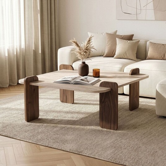 Coffee Table Nordure Travertin Valnöt -