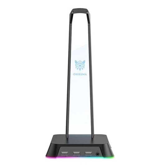 Onikuma hodetelefonstativ med RGB og USB-hub Svart