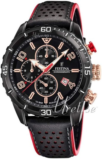Festina Herreklokke F20519 4 Sort/Lær Ø45 mm