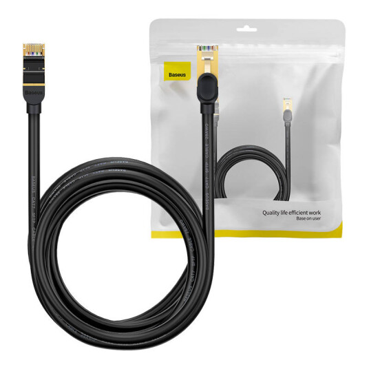 Baseus Ethernet Rj45 Nettverkskabel, 10Gb, 5M (Svart)