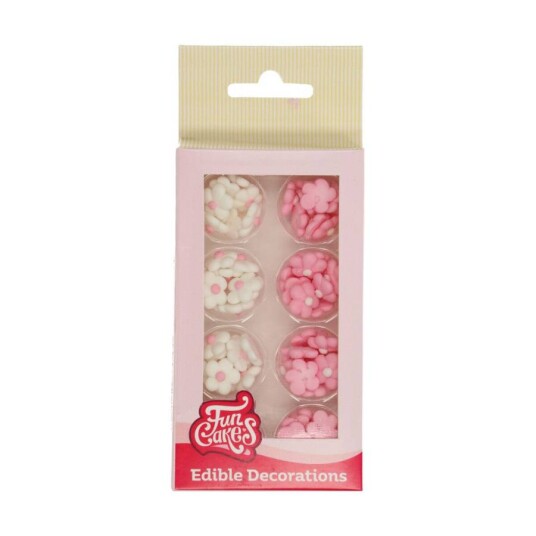 Spiselig Kakepynt Hvite Og Rosa Blomster Pk/64