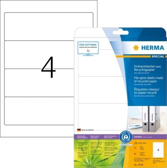 Herma 10746 Hvit Selvklebende Skriveretikett Utstanset Etikett Papir Laser/Blekkskriver Permanent