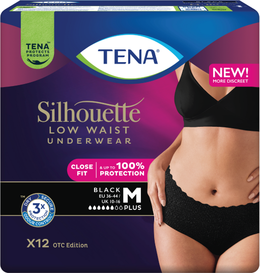 Tena Silhouette Pants Plus Low Waist Medium sort 12 stk.