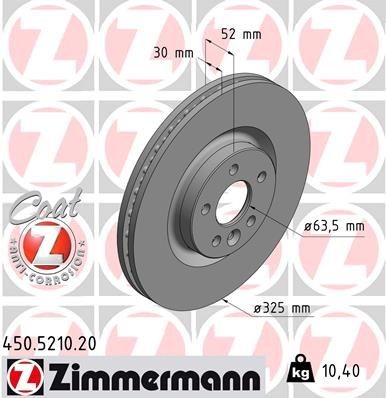 Bremseskive ZIMMERMANN 450.5210.20 Bremseskive ZIMMERMANN 450.5210.20