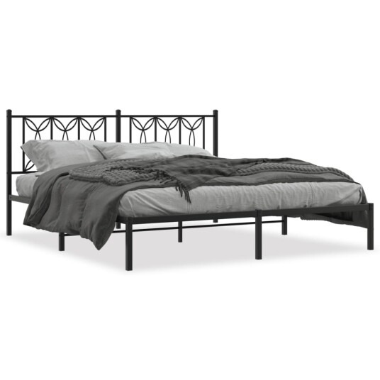  Sengeramme i metall med sengegavl svart 183x213 cm 8721102643965