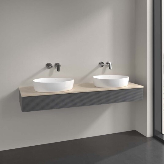 Villeroy & Boch  Antao Servantskap med 2 skuffer 160x50x19 cm u/lys Antrasitt/Crème