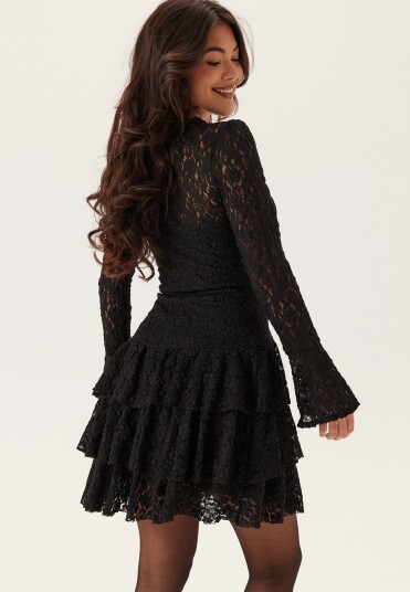 Bubbleroom Occasion Frill Lace Long Sleeve Short Dress