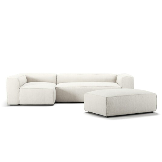 Decotique Grand 4 Seter Sofa Divan Venstre åpent endestykke med Fotskammel Steam White