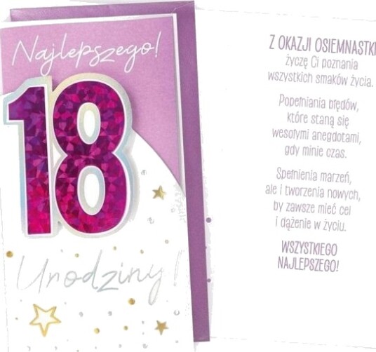 Kukartka Gratulasjonskort 18 År Bursdag Pm 277