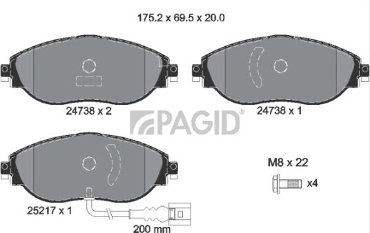 PAGID T2074N Bremseklosser