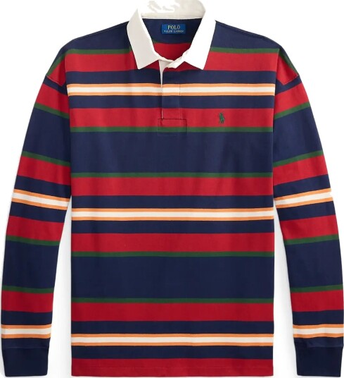 Polo Ralph Lauren Big Fit Striped Jersey Rugby Shirt Navy M