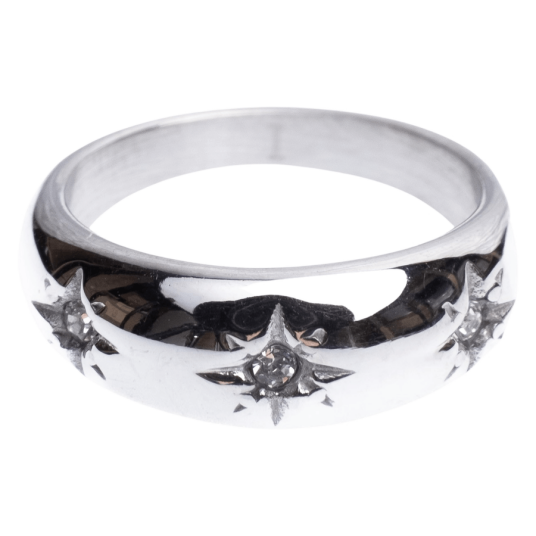 DARK Chunky Star Ring Crystals Silver Size 4