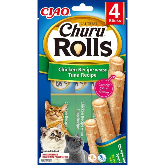 Ciao Churu Kylling og Tunfisk Snacksruller til Katt 40g - 4 stk Ciao Churu Kylling og Tunfisk Snacksruller til Katt 40g - 4 stk