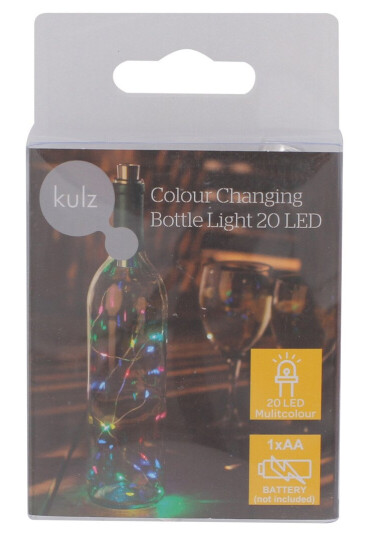KULZ FLASKE LETT ALUMINIUM 20 LED RGB, FLERFARGET KULZ FLASKE LETT ALUMINIUM 20 LED RGB, FLERFARGET