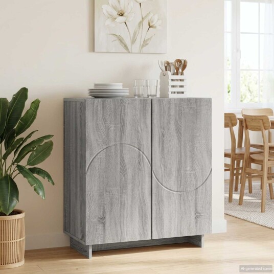 vidaXL Skjenk Grå Sonoma 67 x 34,5 x 75 cm Konstruert tre