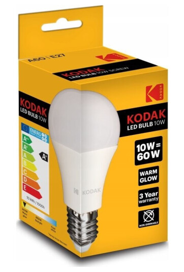 Kodak Led-Pære A60 E27 806Lm Varmglød 10W/60W Kodak Led-Pære A60 E27 806Lm Varmglød 10W/60W