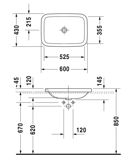Duravit Durastyle Servant for nedfelling 600x430 mm. u/overløp, Wondergliss Duravit Durastyle Servant for nedfelling 600x430 mm. u/overløp, Wondergliss