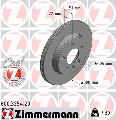 Bremseskive ZIMMERMANN 600.3254.20