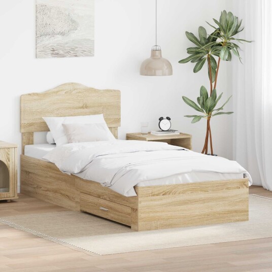  Sengestamme med skuff Sonoma eik 75 x 190 cm Konstruert tre