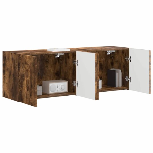 TV Veggskap 2 pcs Røkt eik 59,5 x 31 x 40 cm Konstruert tre
