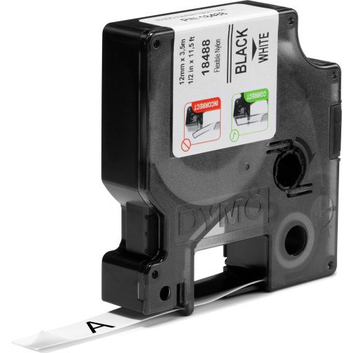 Dymo Rhino 12mm Nylon sort på hvit - 1861653