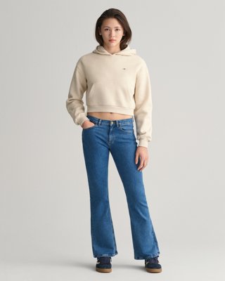Tenåringsjenter Bootcut Jeans MID BLUE 158