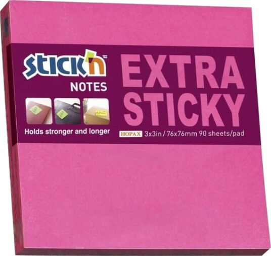 Notes Bnt Stick´N Extra Sticky Rød 76X76mm 12 Stk.