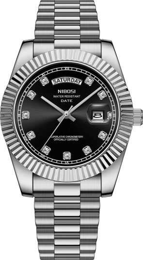 Nibosi Day Date Silver Black