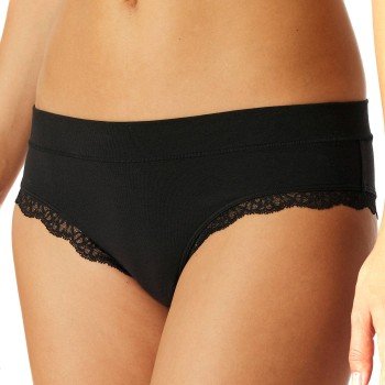 Schiesser Truser Unique Cotton Lace Brazilian Brief Svart bomull Small Dame