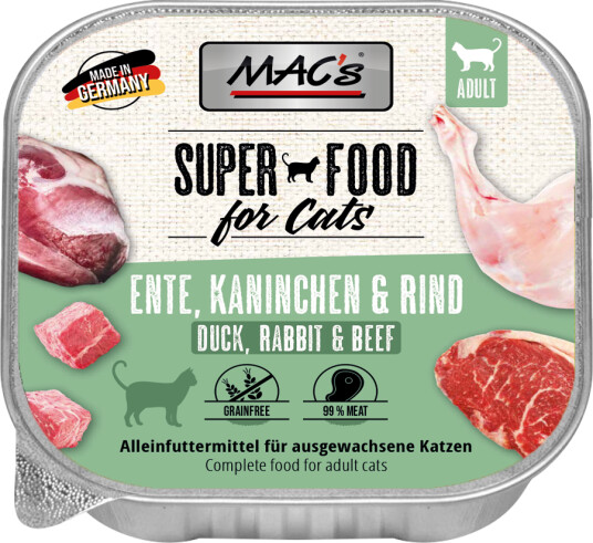 Mac'S Super Food For Cats And Kanin Og Storfe 16X100G Våtfôr