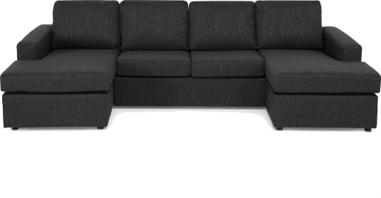 Crazy 4 seters U formet Sofa med Dobbeldivan i Stoff Antrasitt