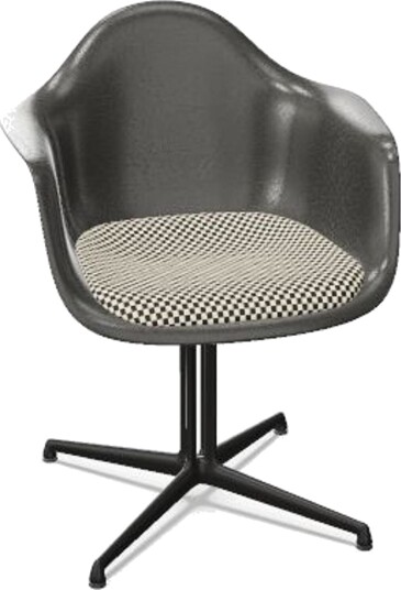 Vitra Eames glassfiber DAL spisestol med setepute elefantskinn grå/rutete/glatt Basic mørk