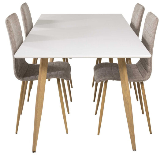 Venture Design Polar & Windu spisegruppe Hvit/grå 4 st stoler & bord 180 x 90 cm