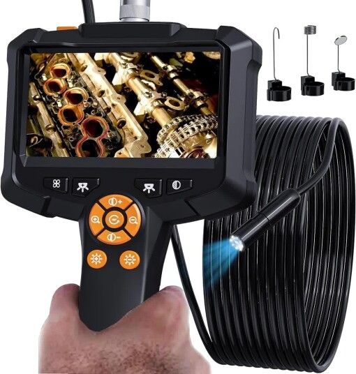 NÖRDIC Inspeksjonskamera Med 8 LED-Lys 4.3" Skjerm, IP67 Vanntett, 1080P 5 m Kabel