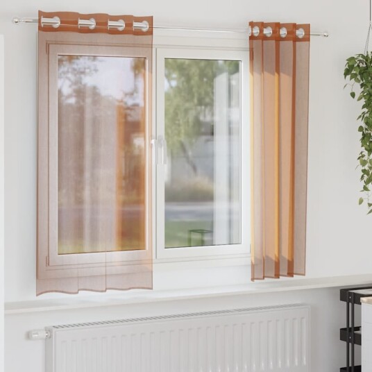  Voilegardiner med grommets 2 stk terrakotta 8721158551535