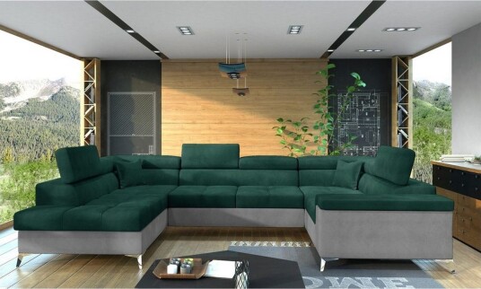 Hjørnesofa Eltap Thiago 342x208x88 cm Monolith 37 Monolith 84 Grønn Venstre