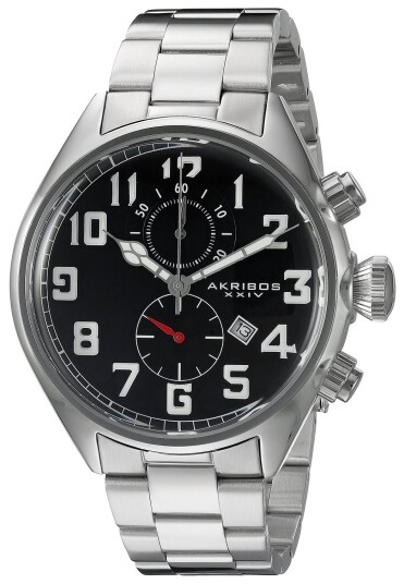 Akribos XXIV Herreklokke AK853SSB Chronograph Sort/Stål Ø46.5 mm