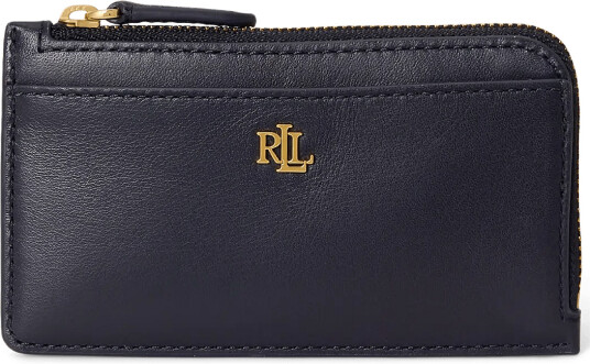 Lauren Ralph Lauren Leather L Zip Card Case Navy ONE SIZE