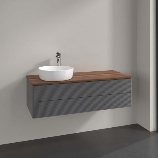 Villeroy & Boch  Antao Servantskap med 2 skuffer 120x50x36 cm m/lys Antrasitt/Valnøtt